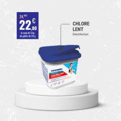 chlore lent pour désinfection avec 90% de chlore utile