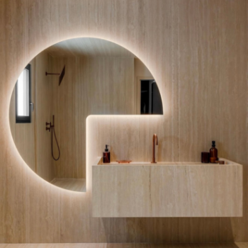 rénovation de salle de bain avec carrelage effet travertin vein cut